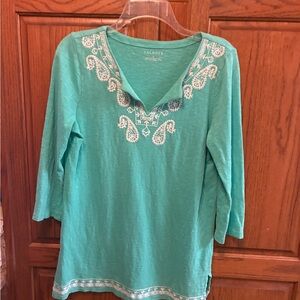 Talbots Aqua Embroidered Tunic size s